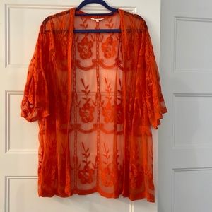 Orange kimono lace cardigan